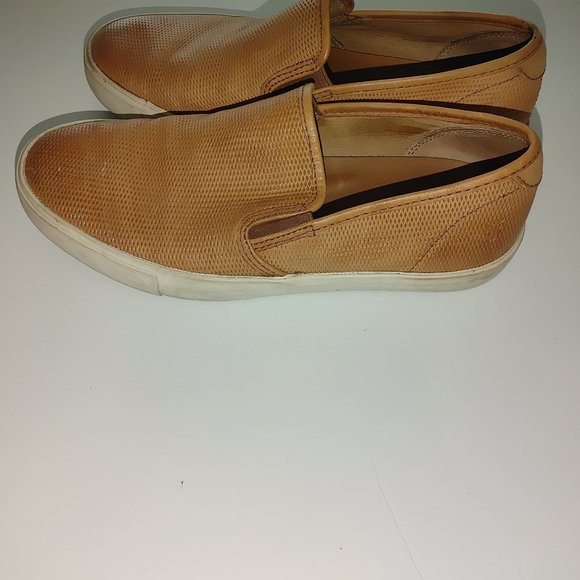 FRYE Men's Leather Slip-on Sneakers Brown Size 7 Pre-owned - Picture 3 of 7